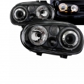 Μπροστινά Φανάρια Set Για Vw Golf IV (4) 97-03 Angel Eyes Μαύρα H7/H7/H3 Depo - Headlights - Xenon - Bulbs